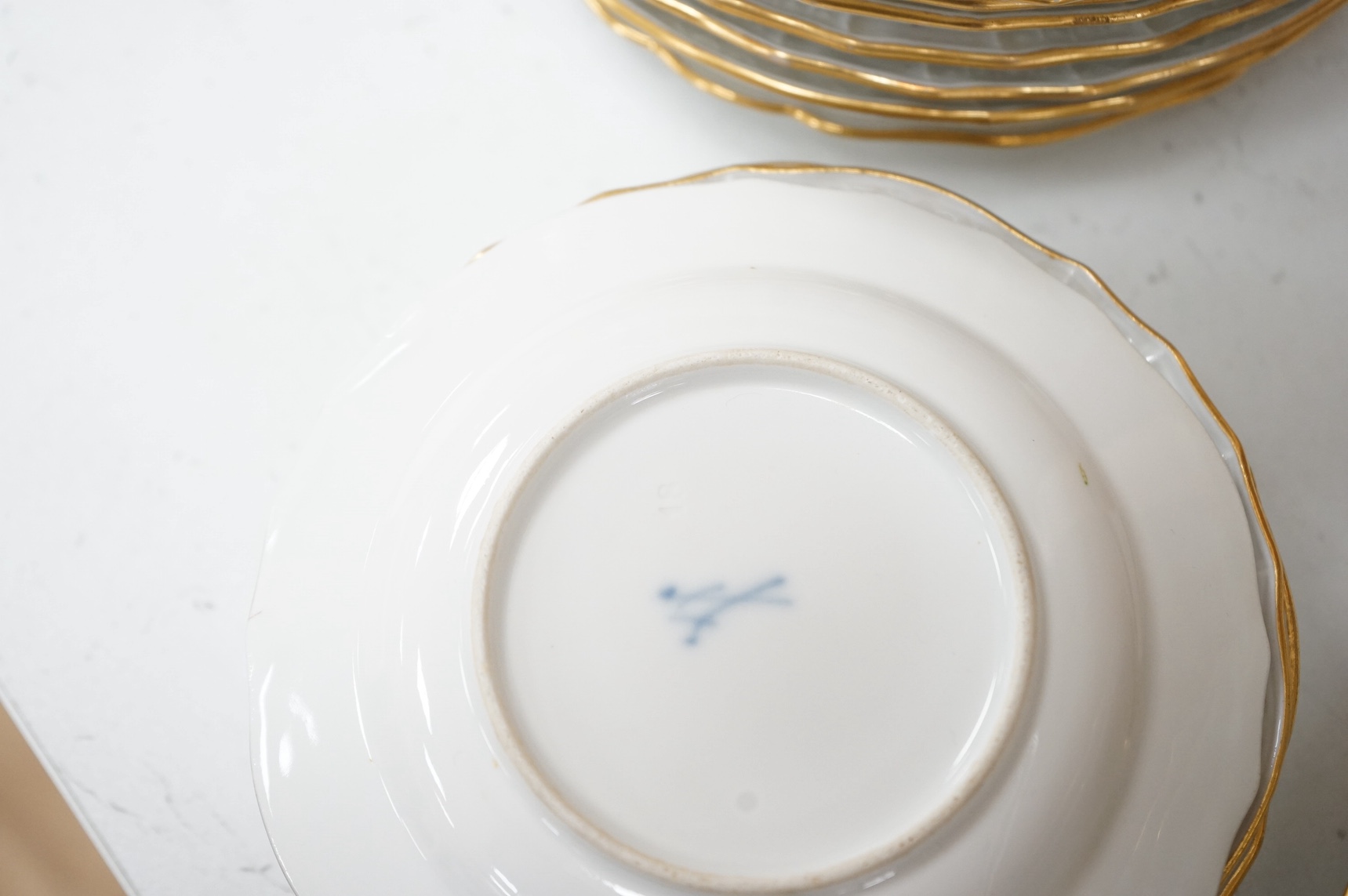 A 19th century Meissen mostly ‘New Brandenstein’ part dinner service. Condition - good